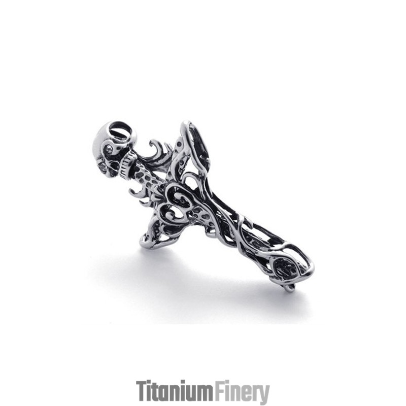 Cross Skull Titanium Pendant