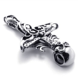 Cross Skull Titanium Pendant
