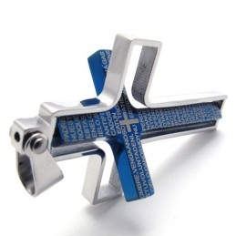 Blue Titanium Cross Pendant