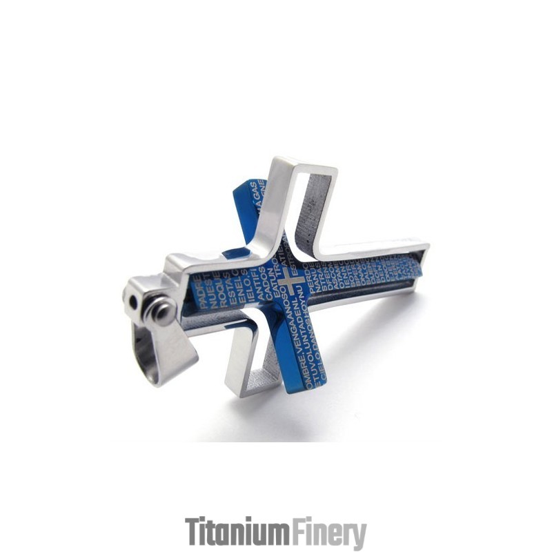 Blue Titanium Cross Pendant