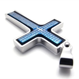 Blue Titanium Cross Pendant
