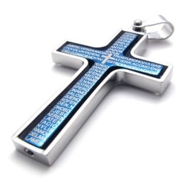 Blue Titanium Cross Pendant