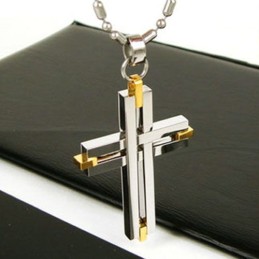 Man Shining Cross Pure Titanium Pendant Necklace Free Chain