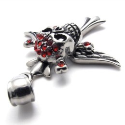 Cross Skull Red Diamond Titanium Pendant