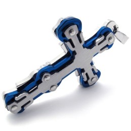Blue Titanium Cross Pendant