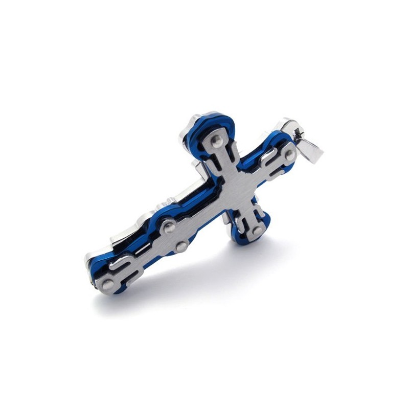 Blue Titanium Cross Pendant