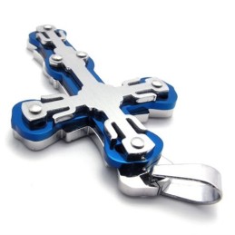 Blue Titanium Cross Pendant
