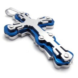 Blue Titanium Cross Pendant
