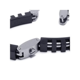 Men's Boy'S Black Silver Pure Titanium Charm Bracelet
