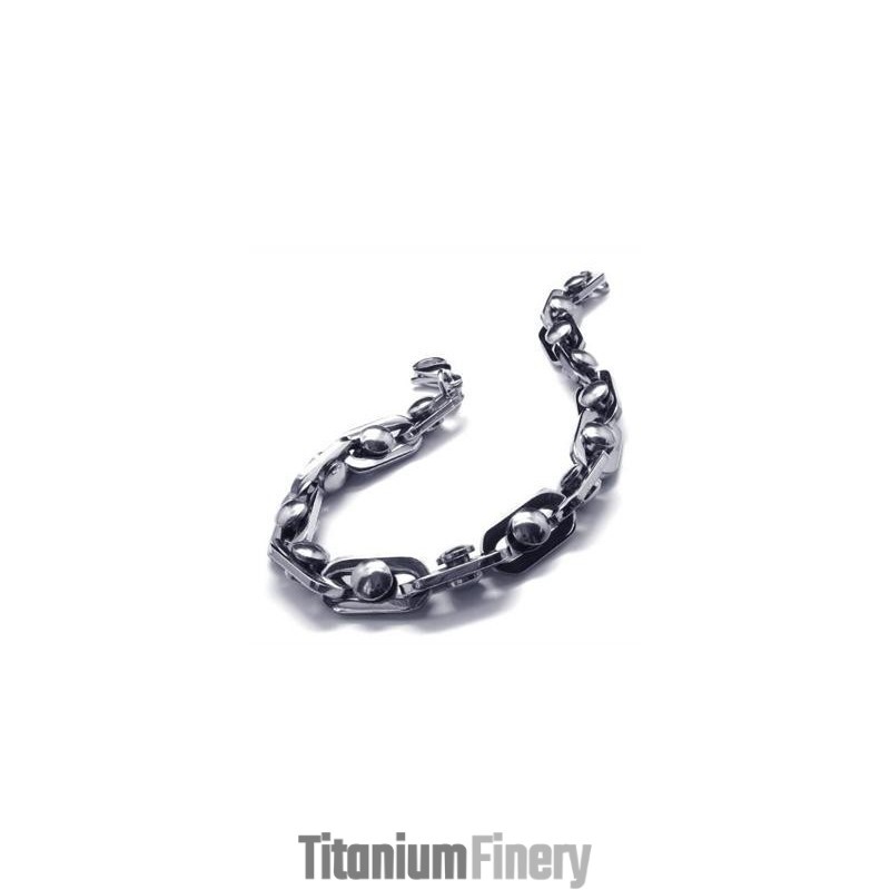 Men's Boy'S Charm Silver Pure Titanium Chain Bracelet