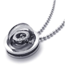 Silver Accent Multiple Rings Lovers Titanium Pendant