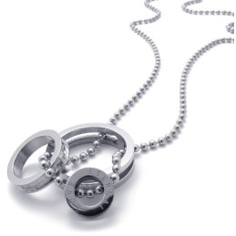 Silver Accent Multiple Rings Lovers Titanium Pendant