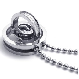 Silver Accent Multiple Rings Lovers Titanium Pendant