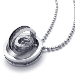 Black Accent Multiple Rings Lovers Titanium Pendant