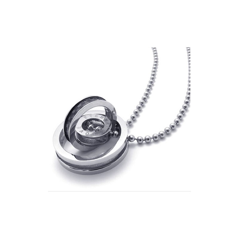 Black Accent Multiple Rings Lovers Titanium Pendant Black Accent Multiple Rings Lovers Titanium Pendant