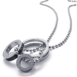 Black Accent Multiple Rings Lovers Titanium Pendant