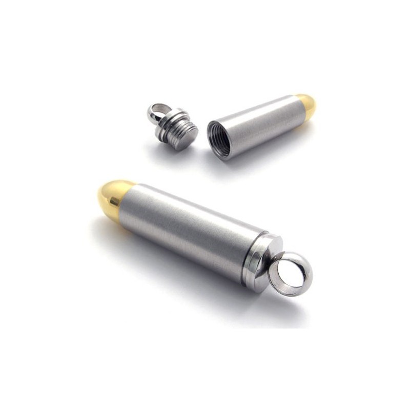 Gold Accent Bullet Titanium Pendant Gold Accent Bullet Titanium Pendant