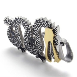 Gold Accent Dragon Titanium Pendant