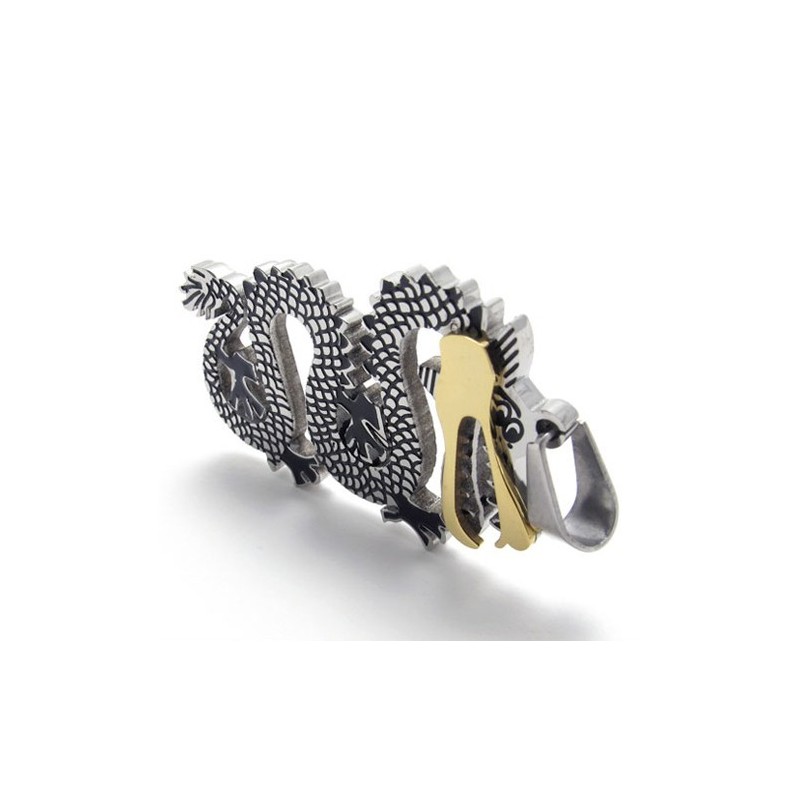 Gold Accent Dragon Titanium Pendant