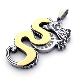 Gold Dragon Titanium Pendant