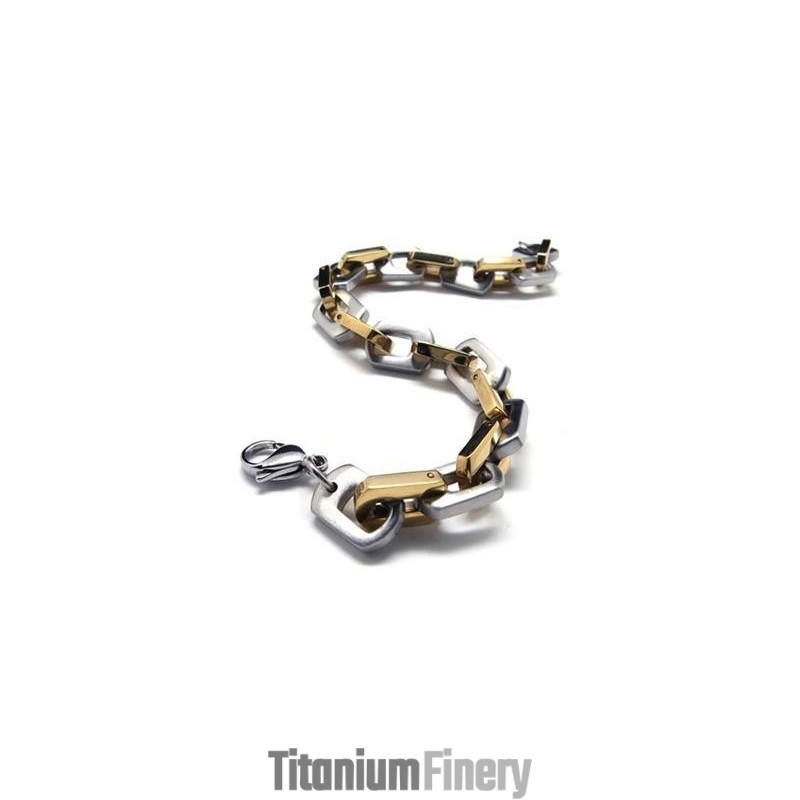 Mens Boys Golden Silver Pure Titanium Charm Bracelet Mens Boys Golden Silver Pure Titanium Charm Bracelet