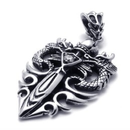 Two-Dragon Dagger Titanium Pendant