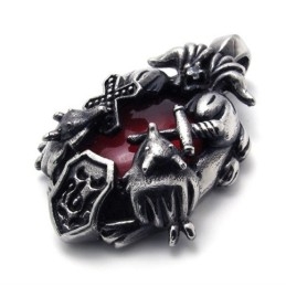 Cross Red Gem Titanium Pendant
