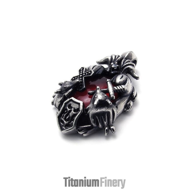 Cross Red Gem Titanium Pendant Cross Red Gem Titanium Pendant