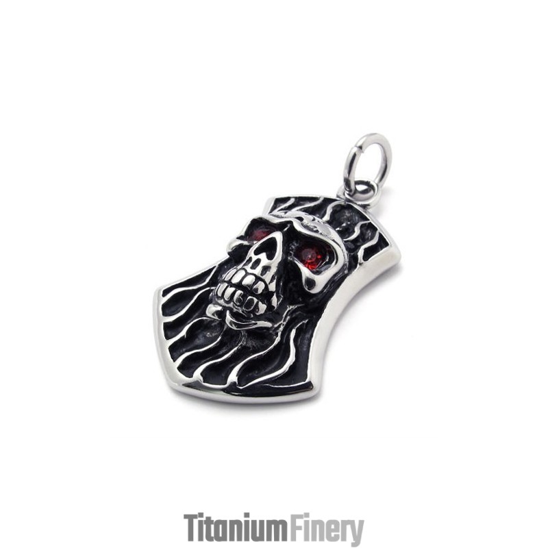 Skull With Red Diamond Titanium Pendant Skull With Red Diamond Titanium Pendant