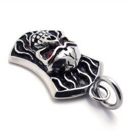 Skull With Red Diamond Titanium Pendant