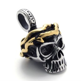 Gold Accent Skull Titanium Pendant