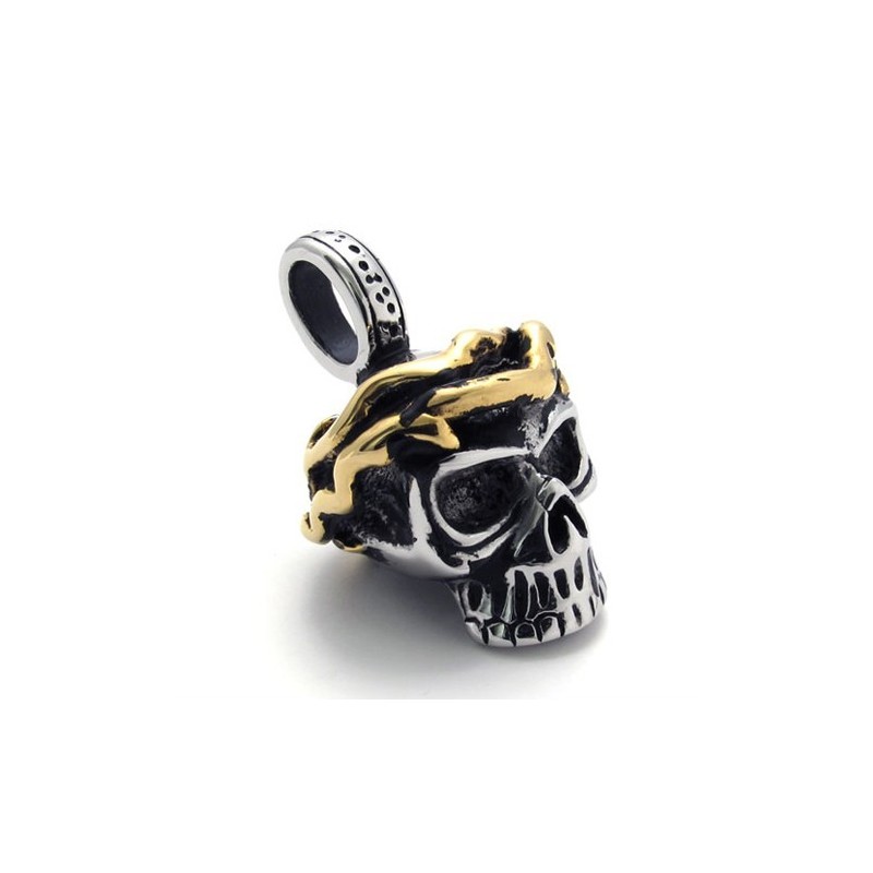 Gold Accent Skull Titanium Pendant Gold Accent Skull Titanium Pendant