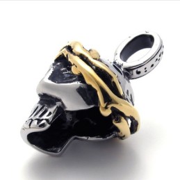 Gold Accent Skull Titanium Pendant
