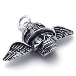 Wings Skull Diamond Titanium Pendant