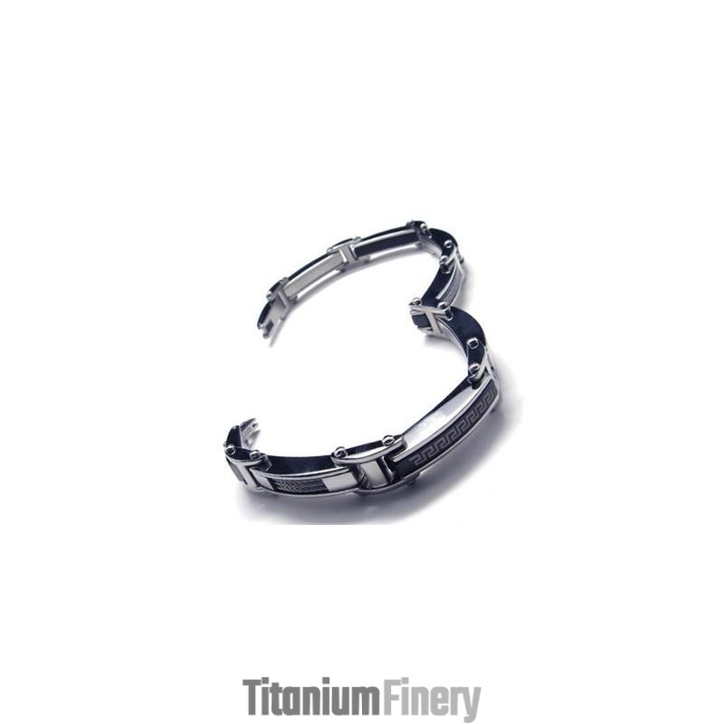 Men's Boy'S Silver Black Pure Titanium Charm Bracelet Men's Boy'S Silver Black Pure Titanium Charm Bracelet