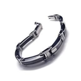 Men's Boy'S Silver Black Pure Titanium Charm Bracelet