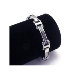 Men's Boy'S Silver Black Pure Titanium Charm Bracelet