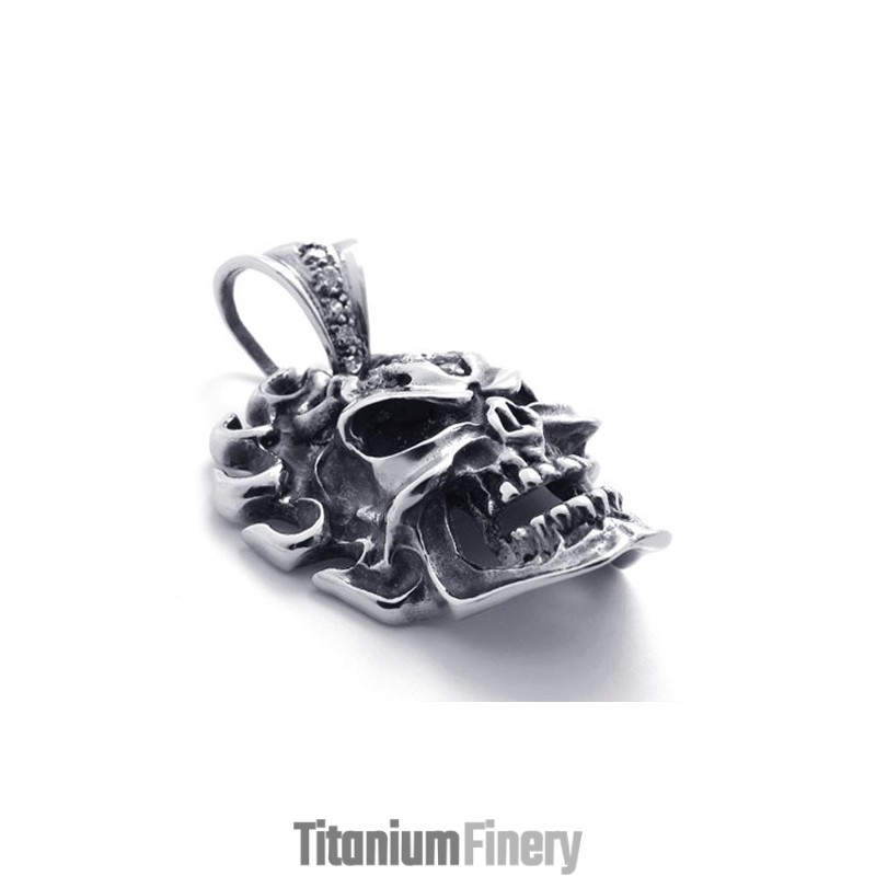 Skull Diamond Titanium Pendant