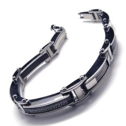 Men's Boy'S Silver Black Pure Titanium Charm Bracelet