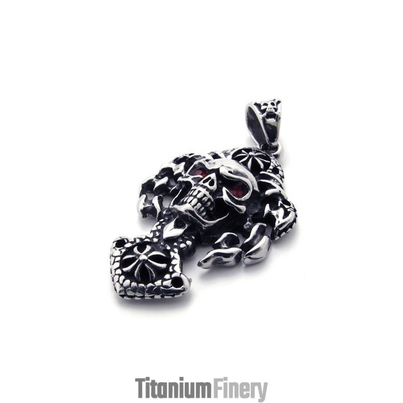 Skull With Red Diamond Titanium Pendant Skull With Red Diamond Titanium Pendant