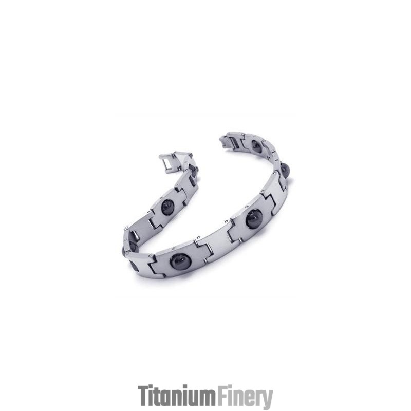 Mens Boy Silver Black Pure Titanium Magnetic Bracelet Mens Boy Silver Black Pure Titanium Magnetic Bracelet