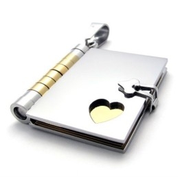 Gold Book Lovers Titanium Pendant