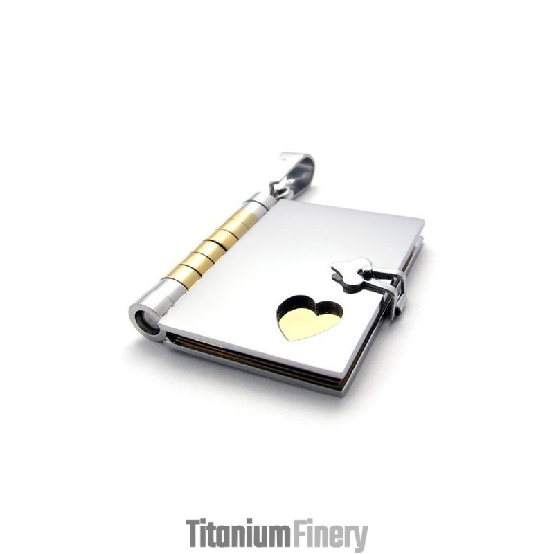 Gold Book Lovers Titanium Pendant