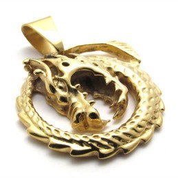 Gold Dragon Titanium Pendant
