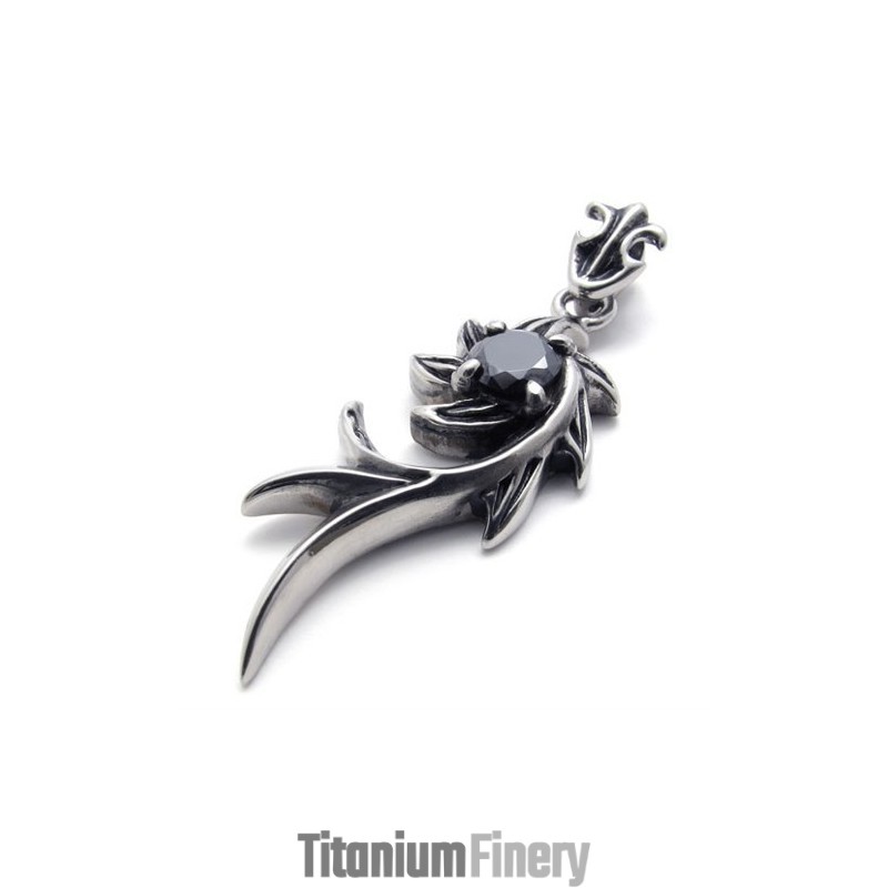 Black Diamond Mermaid Titanium Pendant