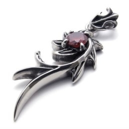Red Diamond Mermaid Titanium Pendant