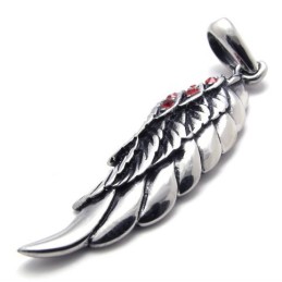 Feather Red Diamond Titanium Pendant