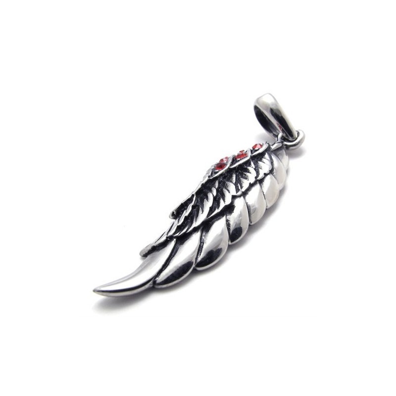 Feather Red Diamond Titanium Pendant