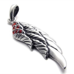 Feather Red Diamond Titanium Pendant