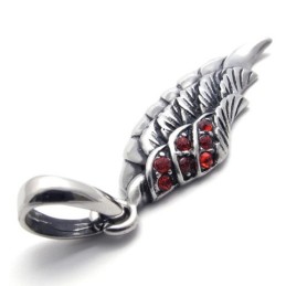 Feather Red Diamond Titanium Pendant